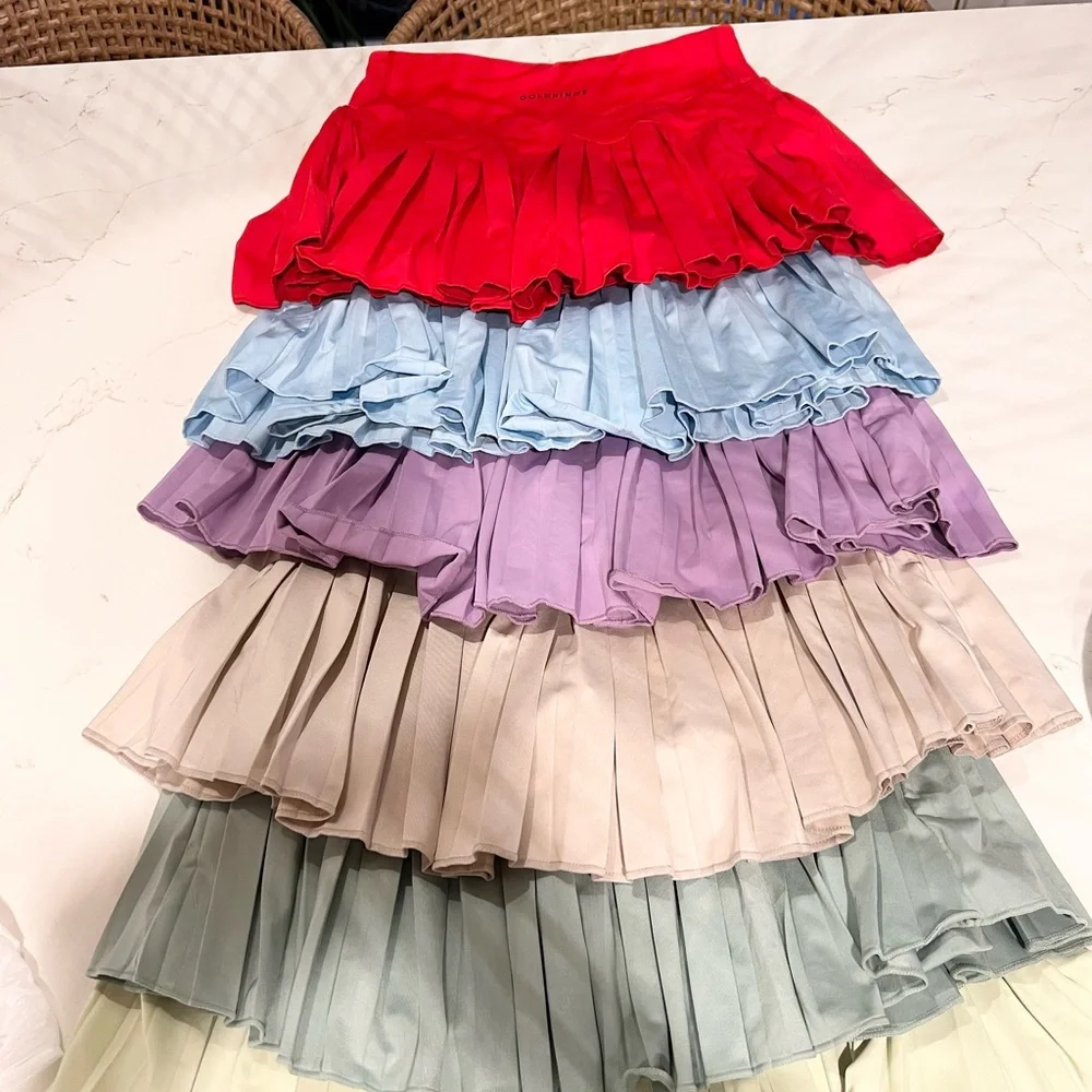 Lot of 6 Gold Hinge Pleated Tennis Skirt skort tennis pickle ball gold_9